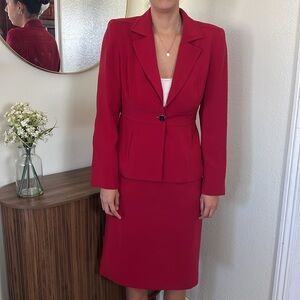 Bebe Bold Red Blazer and Skirt Ensemble Size 6